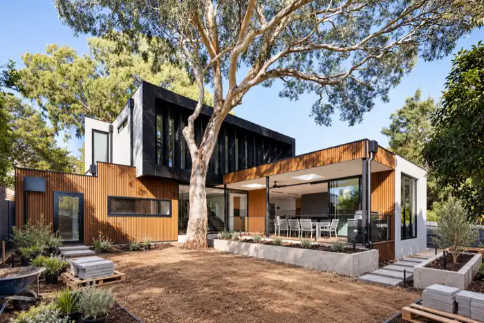 Detailed contemporary outdoor construction